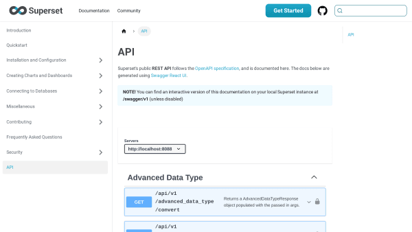 Apache Superset's website screenshot