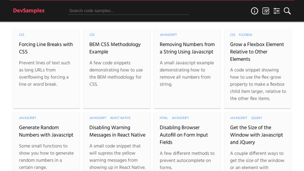 DevSamples's website screenshot