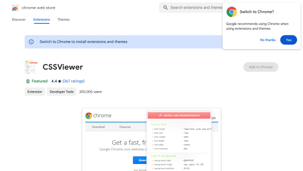 CSSViewer's website screenshot