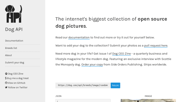 Dog Pics's website screenshot