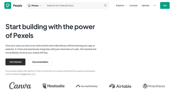 Pexels's website screenshot