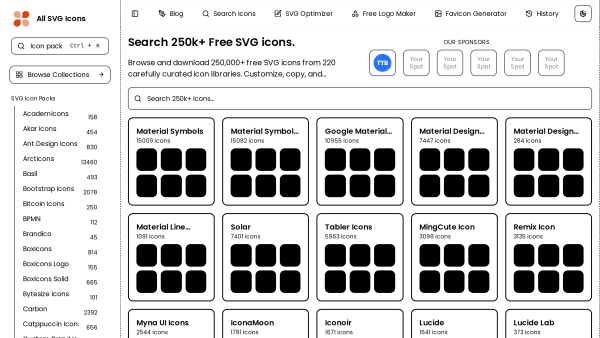 All SVG Icons's website screenshot