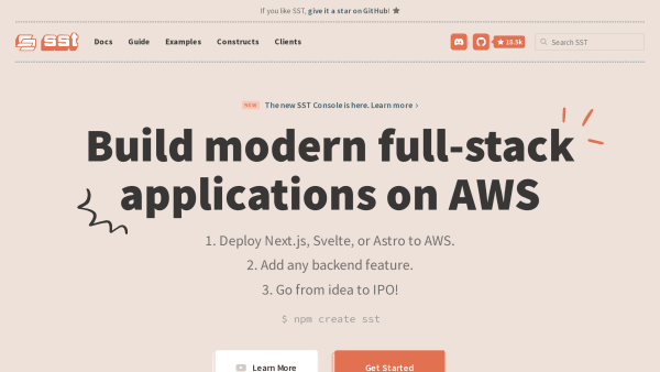 Serverless Stack's website screenshot