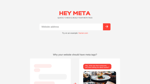 Hey Meta's website screenshot