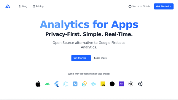 Aptabase's website screenshot