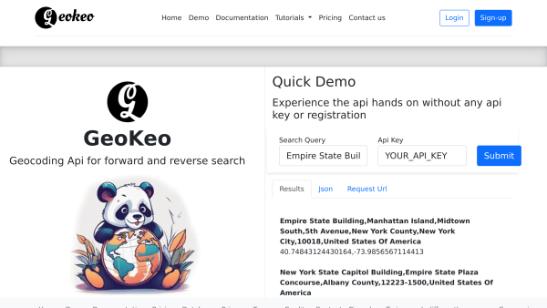 Geokeo's website screenshot