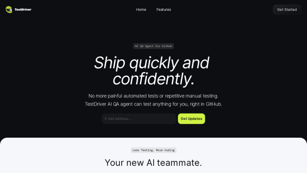 TestDriver's website screenshot