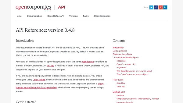 OpenCorporates's website screenshot