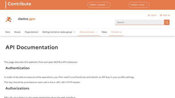 Open Government, Portugal's website screenshot