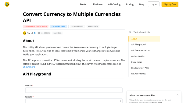 Convert Currency to Multiple Currencies's website screenshot