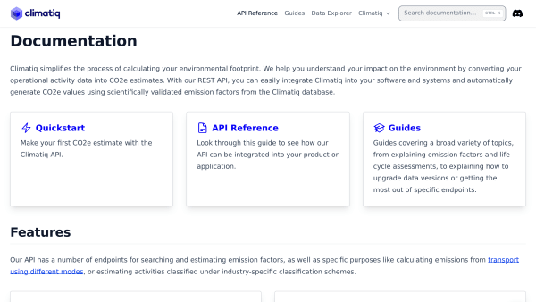 Climatiq's website screenshot