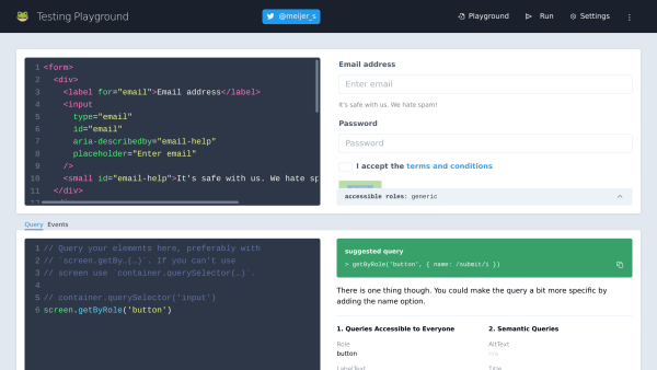 Testing Playground's website screenshot