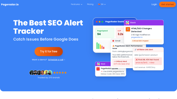 PageRadar's website screenshot