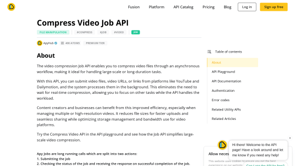 Compress Video API (Job)'s website screenshot