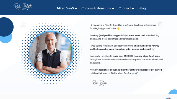 Rick Blyth's website screenshot