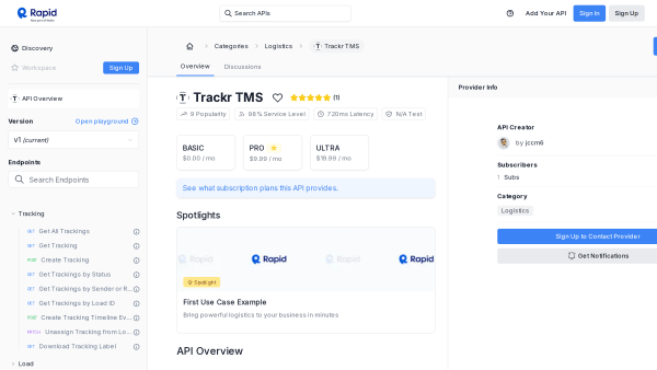 Trackr TMS's website screenshot