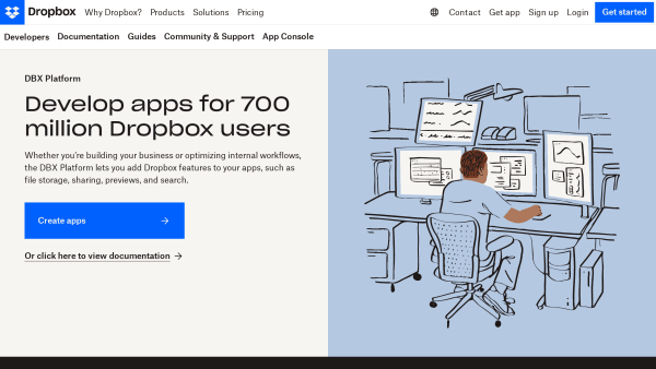 Dropbox's website screenshot