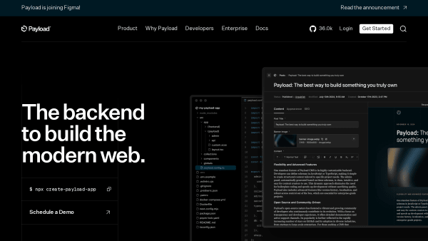 Payload CMS's website screenshot