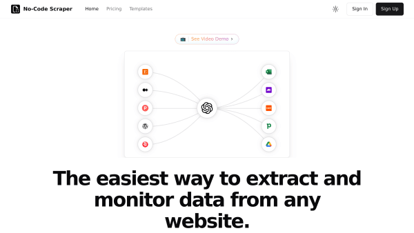 No-Code Scraper's website screenshot
