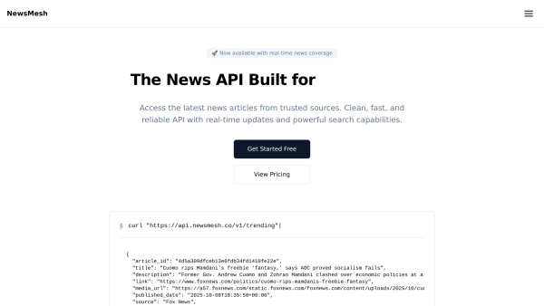 NewsMesh's website screenshot