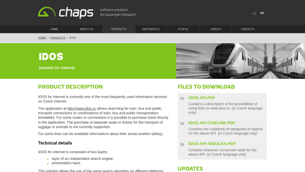 Transport for Czech Republic's website screenshot