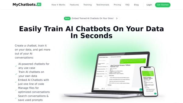 MyChatbots AI's website screenshot