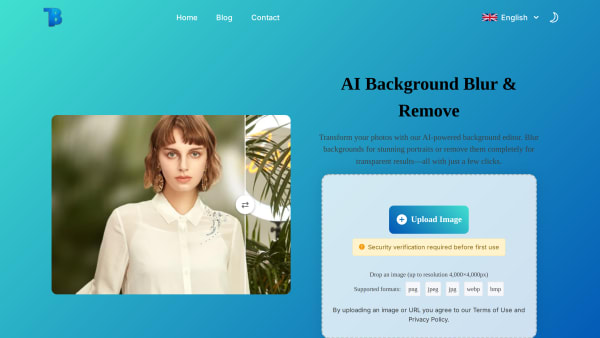 Blurbackground AI's website screenshot