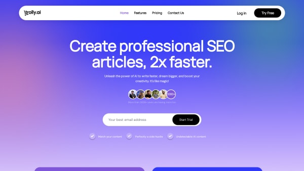 TrollyAI's website screenshot