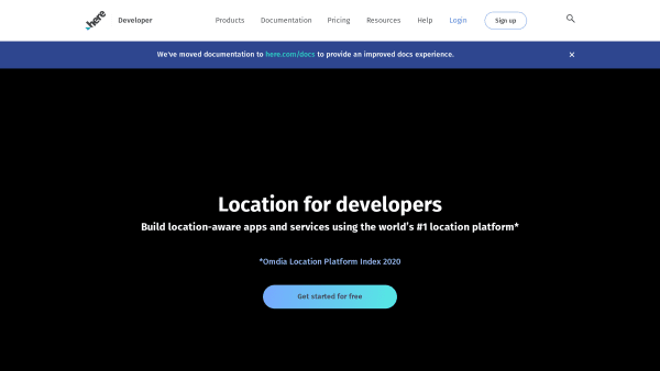 HERE Maps's website screenshot