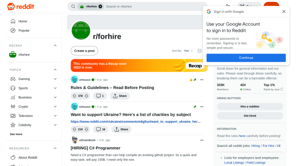 redditors for hire's website screenshot