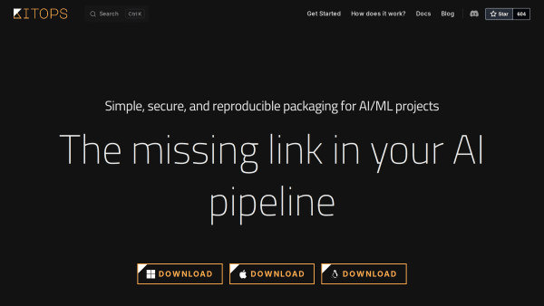 KitOps's website screenshot