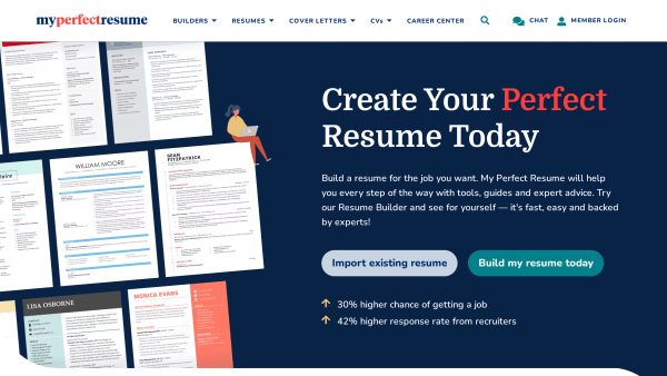 MyPerfectResume's website screenshot