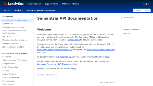Semantria's website screenshot