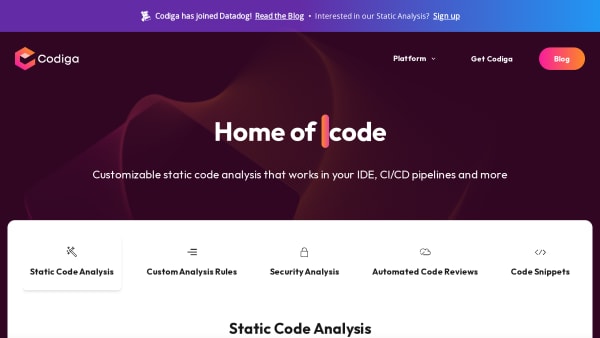 Codiga's website screenshot