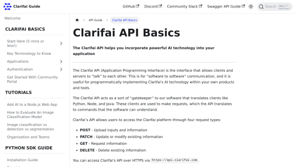 Clarifai's website screenshot