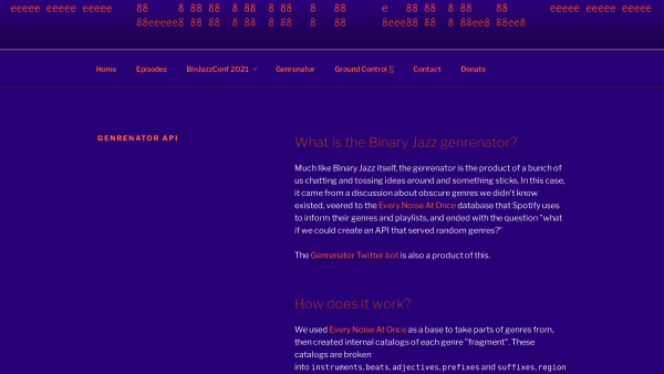 Genrenator's website screenshot