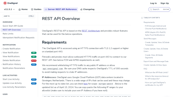 OneSignal's website screenshot