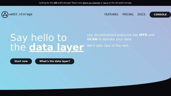 Web3 Storage's website screenshot