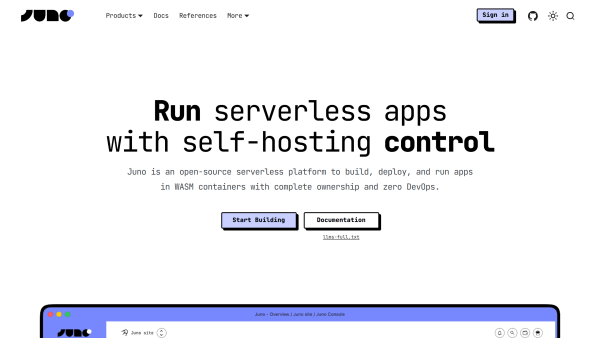 Juno's website screenshot