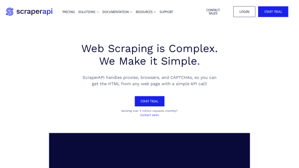 ScraperApi's website screenshot