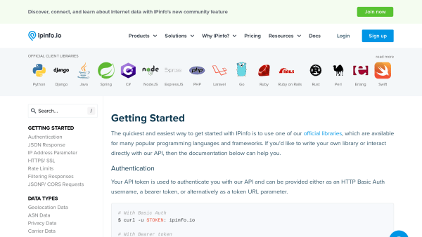 IPinfo's website screenshot