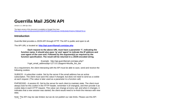 Guerrilla Mail's website screenshot