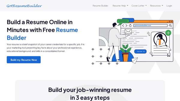 GotResumeBuilder's website screenshot