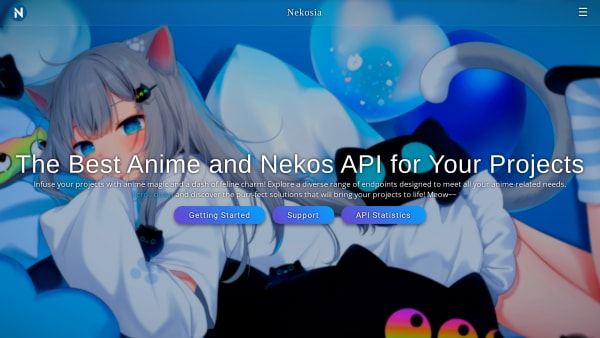 Nekosia API's website screenshot