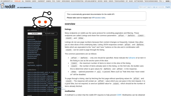 Reddit's website screenshot