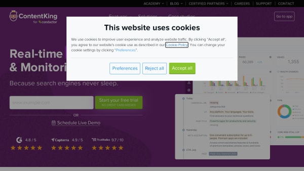 ContentKing's website screenshot