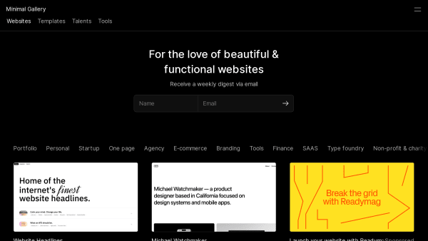Minimal Gallery's website screenshot