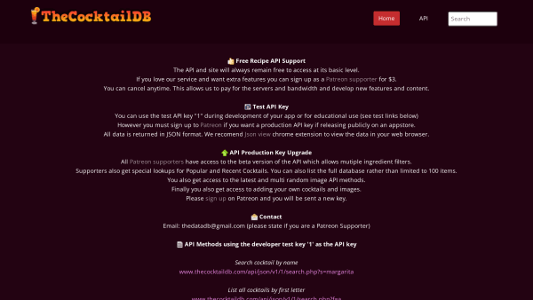 TheCocktailDB's website screenshot