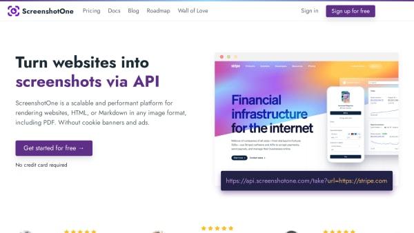 ScreenshotOne.com's website screenshot