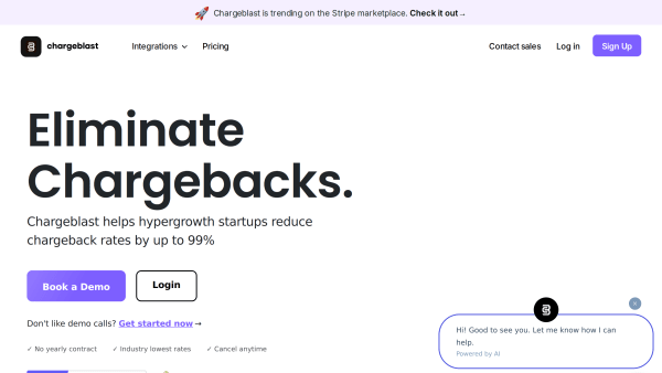 Chargeblast's website screenshot